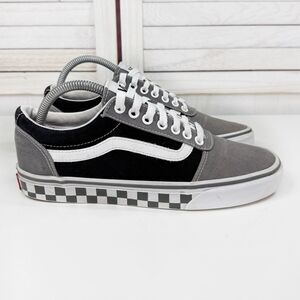 Vans Ward Colorblock Checkerboard Mid Canvas Low Top Sneakers Black Grey Men 7.5